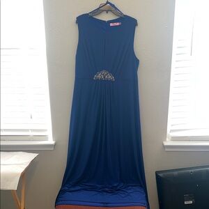 Eliza J Royal Blue Maxi Dress with Embellished Waist